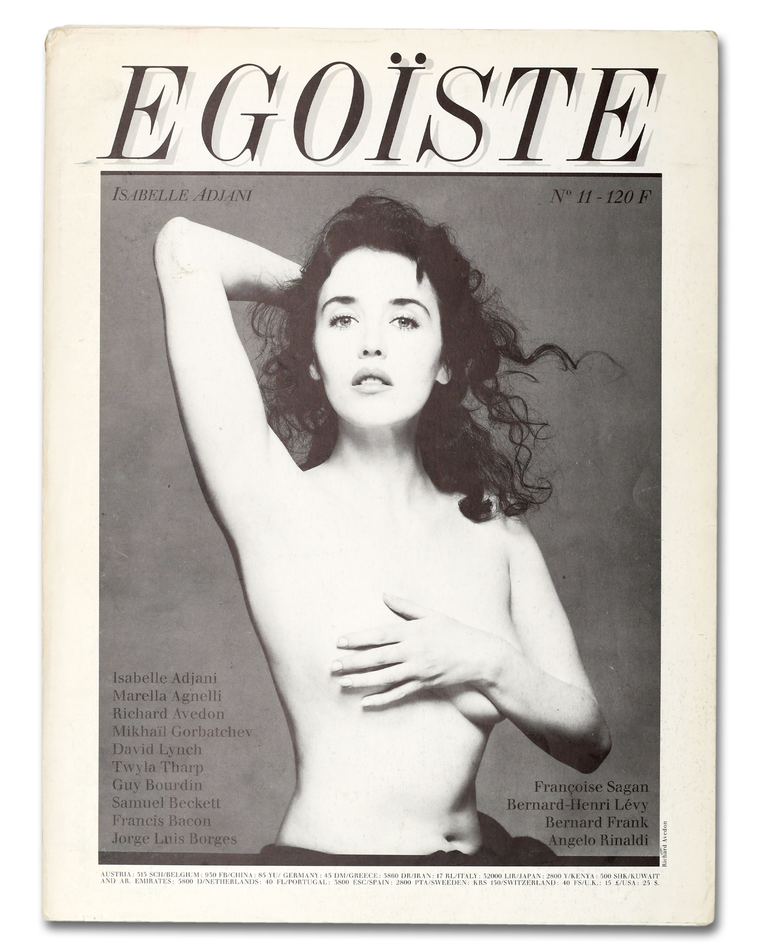 Égoïste No. 11, 1989<br>Isabelle Adjani by Richard Avedon